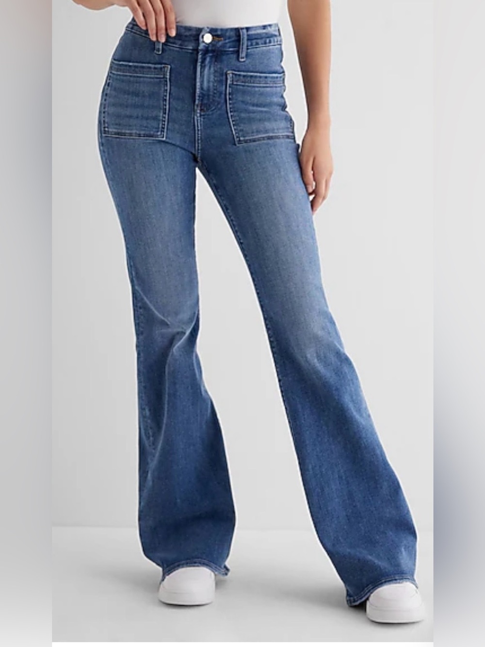 The NWT Express Ultra Hyper Stretch 70s Flare Mid Rise Jeans